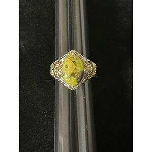 HSN Ring Large Oval Earthen Color Agate Size 10 Mid Century Edwardian Style 925